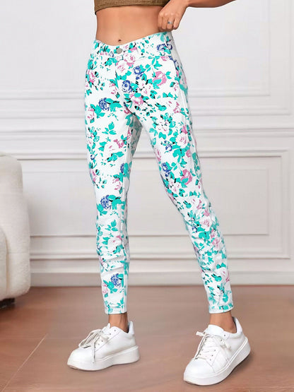 Fashionable And Versatile Blue High Waisted Elastic Flared Pants For Women - Cat Whisker Pattern Design