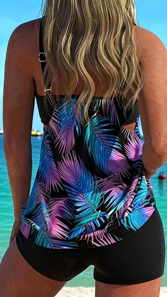 European And American New Fashion Tropical Coconut Tree Print Tankini Women's Two-piece Comfortable Swimsuit For Export
