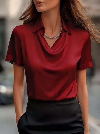 Elegant Minimalist Boat-neckline Shirt For Women
